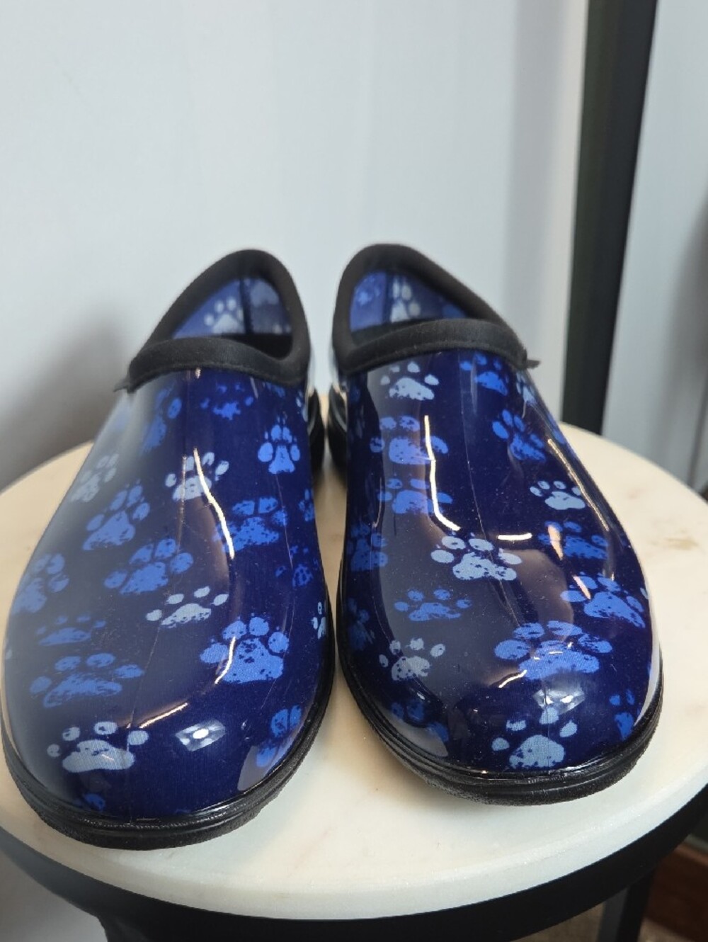 Sloggers Women's Navy Blue Paw-Print Rain Clogs Size 9 - Picture 2 of 9